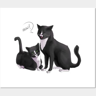 Two Cute Playful Cats Posters and Art